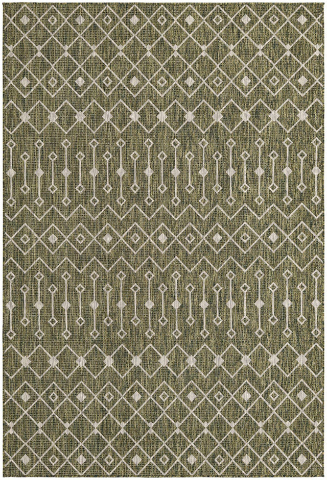 Green 6' 1 x 9' Outdoor Trellis Rectangle Area Rug Weather Resistant for Patio, Deck, Terrace, Balcony, Porch Geometric Design Water Safe Outside Carpet for Sale at Rug Engine