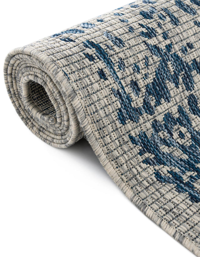 Blue 6' 1 x 9' Outdoor Traditional Rectangle Area Rug Weather Resistant for Patio, Deck, Terrace, Balcony, Porch Classical Design Outside Carpet for Sale at Rug Engine