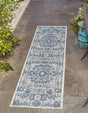 Blue 2' x 6' 1 Outdoor Traditional Runner Area Rug Weather Resistant for Patio, Deck, Terrace, Balcony, Porch