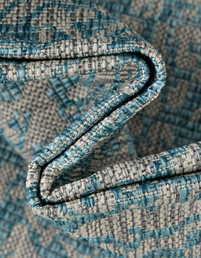 Light Aqua 7' 1 x 10' Outdoor Traditional Rectangle Area Rug Weather Resistant for Patio, Deck, Terrace, Balcony, Porch Classical Design Outside Carpet for Sale at Rug Engine