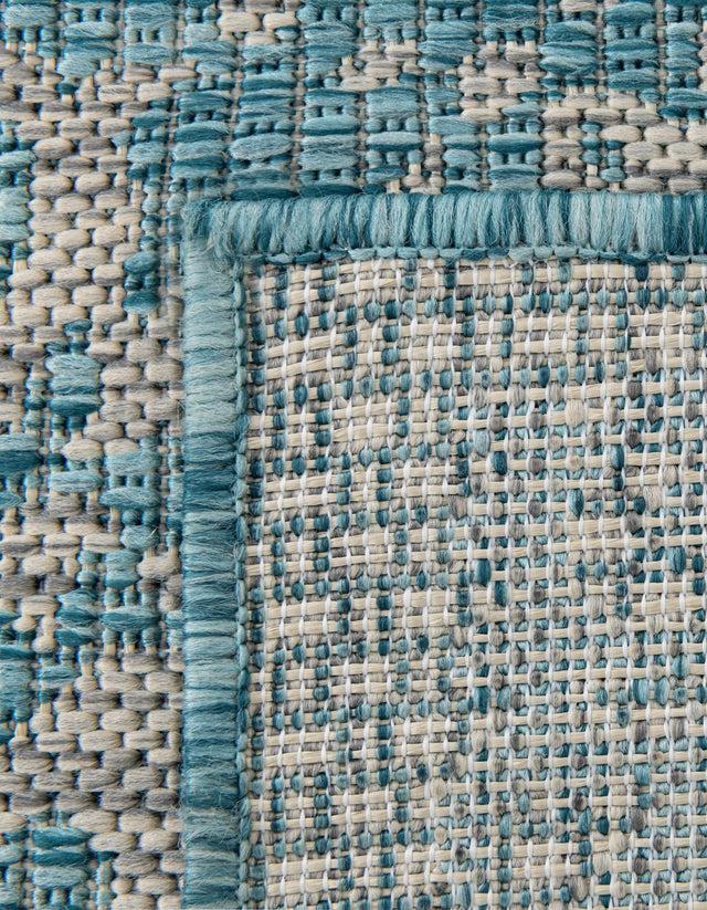 Light Aqua 5' 3 x 8' Outdoor Traditional Rectangle Area Rug Weather Resistant for Patio, Deck, Terrace, Balcony, Porch Classical Design Outside Carpet for Sale at Rug Engine