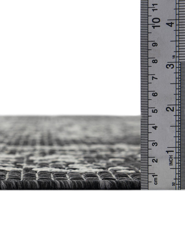 Charcoal Gray 7' 1 x 10' Outdoor Traditional Rectangle Area Rug Weather Resistant for Patio, Deck, Terrace, Balcony, Porch