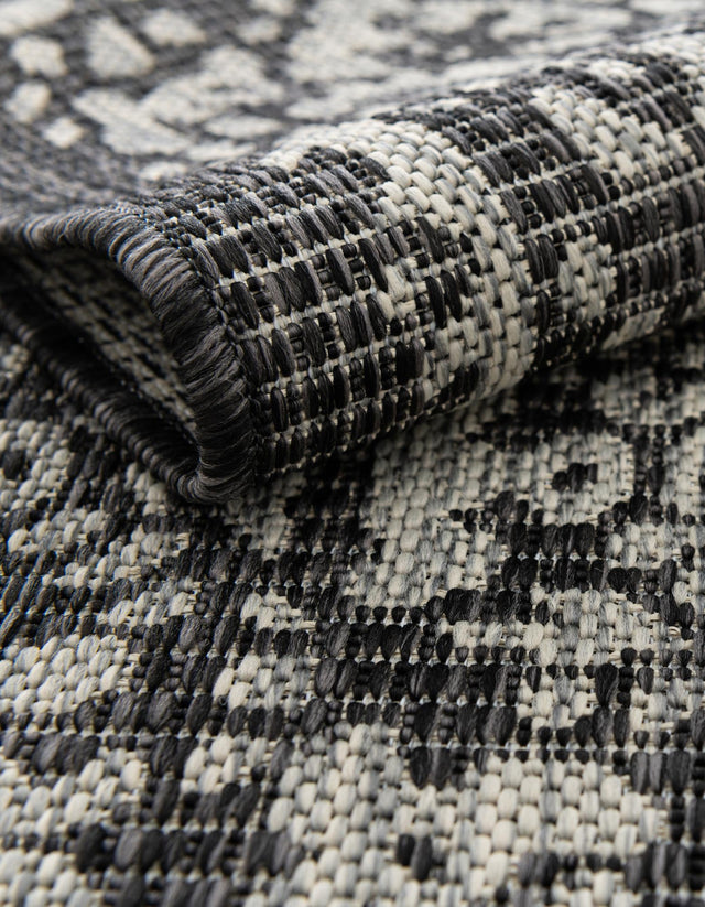 Charcoal Gray 7' 1 x 10' Outdoor Traditional Rectangle Area Rug Weather Resistant for Patio, Deck, Terrace, Balcony, Porch