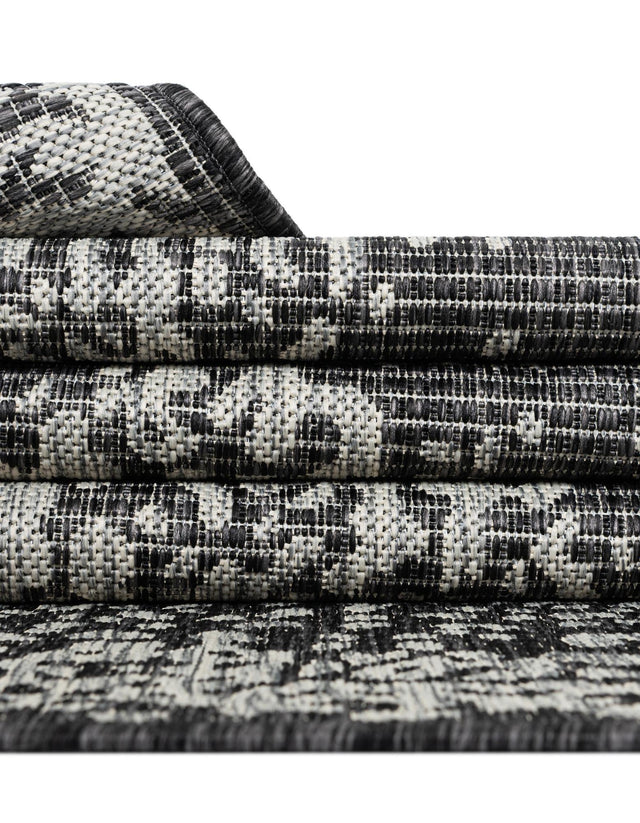 Charcoal Gray 10' x 10' Outdoor Traditional Round Area Rug Weather Resistant for Patio, Deck, Terrace, Balcony, Porch Classical Design Outside Carpet for Sale at Rug Engine