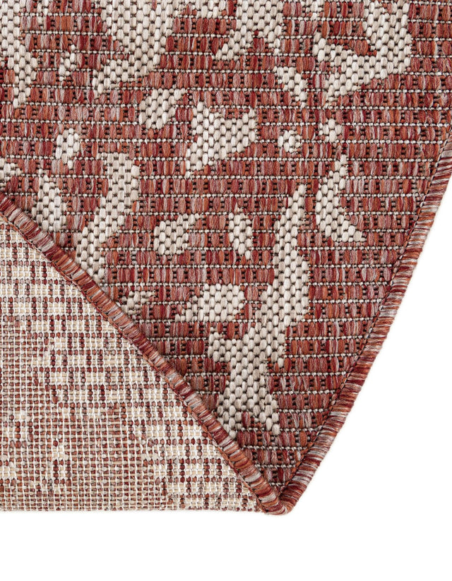 Rust Red 4' 1 x 4' 1 Outdoor Traditional Round Area Rug Weather Resistant for Patio, Deck, Terrace, Balcony, Porch Classical Design Outside Carpet for Sale at Rug Engine