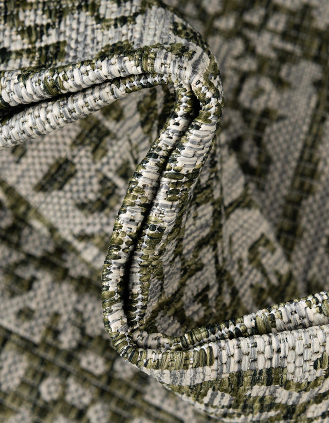 Green 7' 10 x 11' Outdoor Traditional Rectangle Area Rug Weather Resistant for Patio, Deck, Terrace, Balcony, Porch