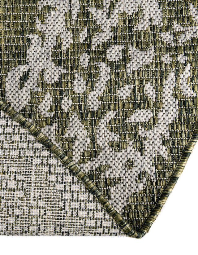 Green 4' 1 x 4' 1 Outdoor Traditional Round Area Rug Weather Resistant for Patio, Deck, Terrace, Balcony, Porch Classical Design Outside Carpet for Sale at Rug Engine