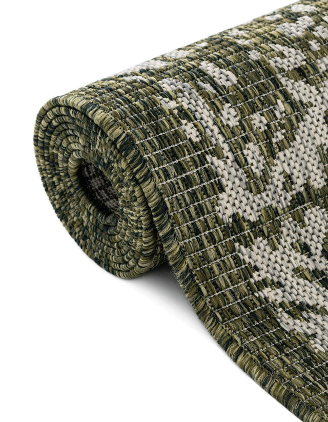 Green 2' x 8' Outdoor Traditional Runner Area Rug Weather Resistant for Patio, Deck, Terrace, Balcony, Porch Classical Design Outside Carpet for Sale at Rug Engine