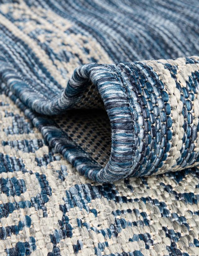 Blue 7' 10 x 10' Outdoor Traditional Rectangle Area Rug Weather Resistant for Patio, Deck, Terrace, Balcony, Porch Classical Design Outside Carpet for Sale at Rug Engine