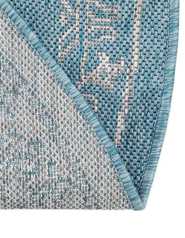 Light Aqua 4' 1 x 4' 1 Outdoor Traditional Round Area Rug Weather Resistant for Patio, Deck, Terrace, Balcony, Porch Classical Design Outside Carpet for Sale at Rug Engine