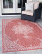 Rust Red 7' 10 x 11' Outdoor Traditional Rectangle Area Rug Weather Resistant for Patio, Deck, Terrace, Balcony, Porch