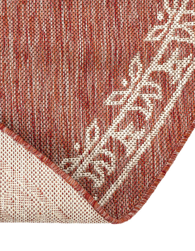 Rust Red 12' x 12' Outdoor Traditional Round Area Rug Weather Resistant for Patio, Deck, Terrace, Balcony, Porch Classical Design Outside Carpet for Sale at Rug Engine