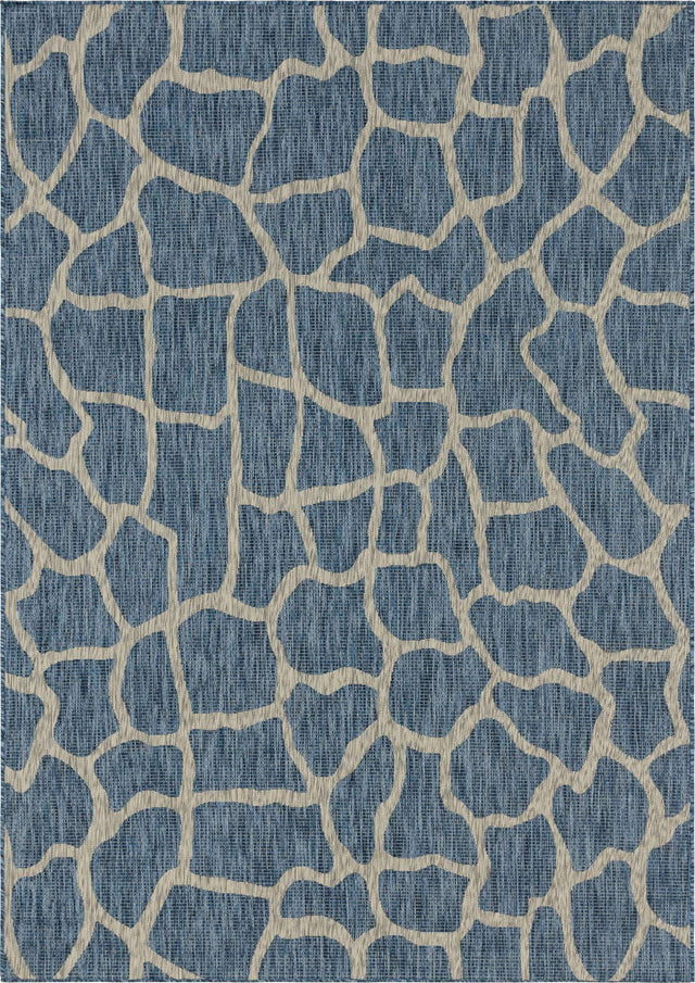 Blue 7' 1 x 10' Outdoor Safari Rectangle Area Rug Weather Resistant for Patio, Deck, Terrace, Balcony, Porch Animal Print Wildlife Nature Carpet for Sale at Rug Engine