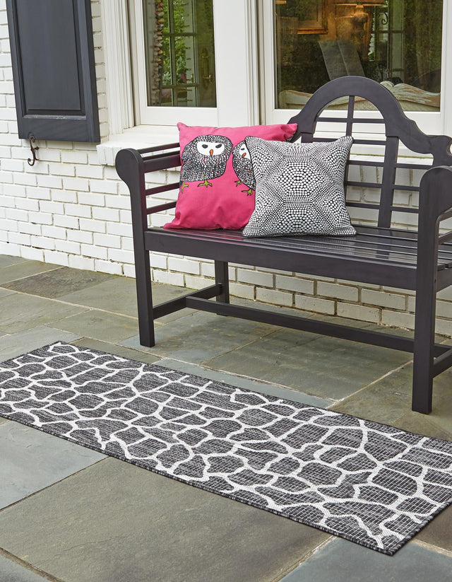 Charcoal Gray 2' x 6' 1 Outdoor Safari Runner Area Rug Weather Resistant for Patio, Deck, Terrace, Balcony, Porch Animal Print Wildlife Nature Carpet for Sale at Rug Engine
