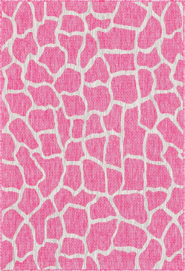 Magenta 4' 1 x 6' 1 Outdoor Safari Rectangle Area Rug Weather Resistant for Patio, Deck, Terrace, Balcony, Porch Animal Print Wildlife Nature Carpet for Sale at Rug Engine