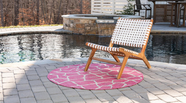 Magenta 4' 1 x 4' 1 Outdoor Safari Round Area Rug Weather Resistant for Patio, Deck, Terrace, Balcony, Porch Animal Print Wildlife Nature Carpet for Sale at Rug Engine