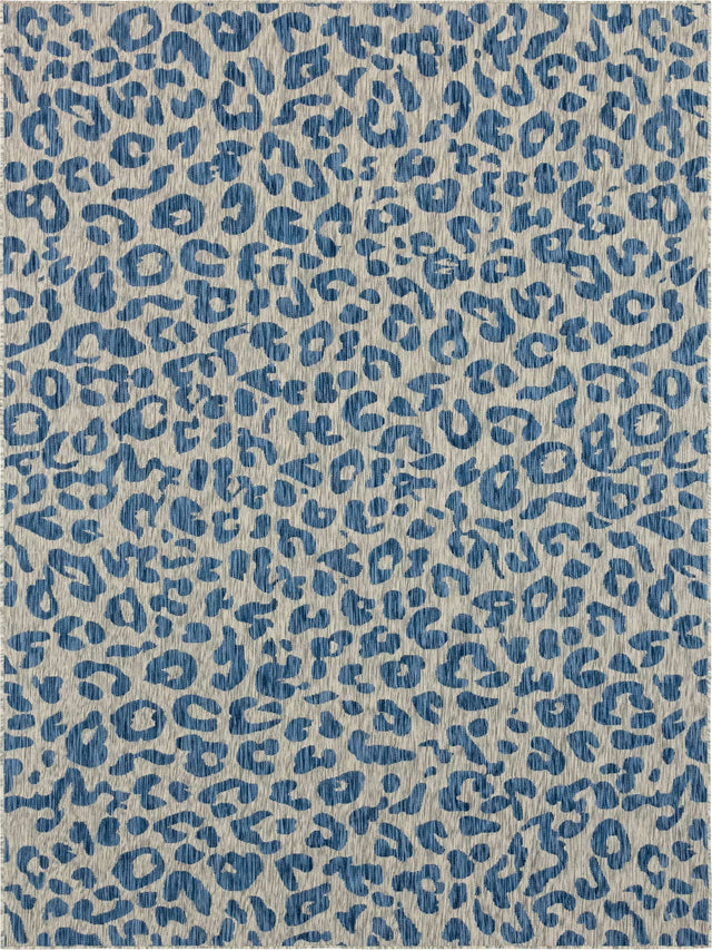 Blue 9' x 12' Outdoor Safari Rectangle Area Rug Weather Resistant for Patio, Deck, Terrace, Balcony, Porch Animal Print Wildlife Nature Carpet for Sale at Rug Engine