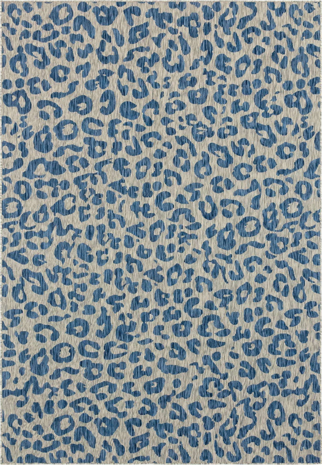 Blue 7' 10 x 11' Outdoor Safari Rectangle Area Rug Weather Resistant for Patio, Deck, Terrace, Balcony, Porch Animal Print Wildlife Nature Carpet for Sale at Rug Engine