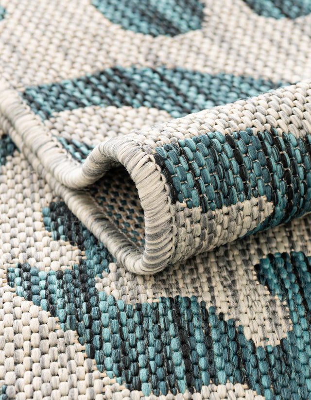 Teal 6' 1 x 9' Outdoor Safari Rectangle Area Rug Weather Resistant for Patio, Deck, Terrace, Balcony, Porch Animal Print Wildlife Nature Carpet for Sale at Rug Engine