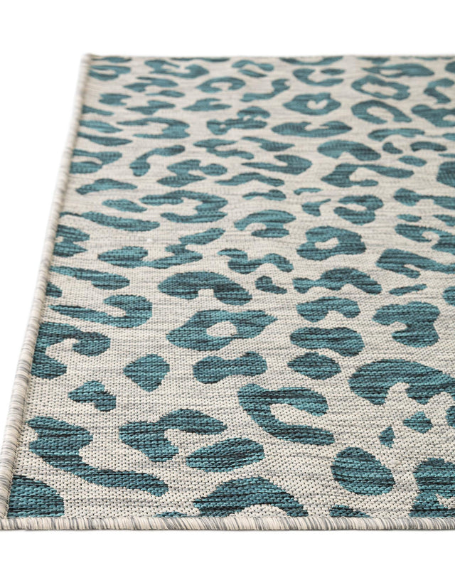Teal 6' 1 x 9' Outdoor Safari Rectangle Area Rug Weather Resistant for Patio, Deck, Terrace, Balcony, Porch Animal Print Wildlife Nature Carpet for Sale at Rug Engine
