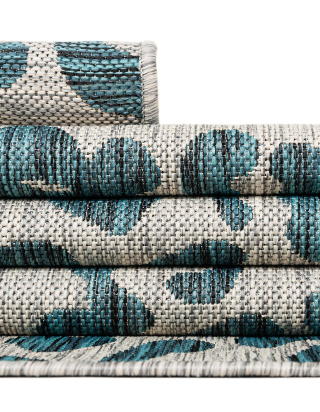 Teal 5' 3 x 8' Outdoor Safari Rectangle Area Rug Weather Resistant for Patio, Deck, Terrace, Balcony, Porch Animal Print Wildlife Nature Carpet for Sale at Rug Engine