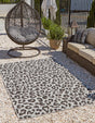 Light Gray 9' x 12' Outdoor Safari Rectangle Area Rug Weather Resistant for Patio, Deck, Terrace, Balcony, Porch