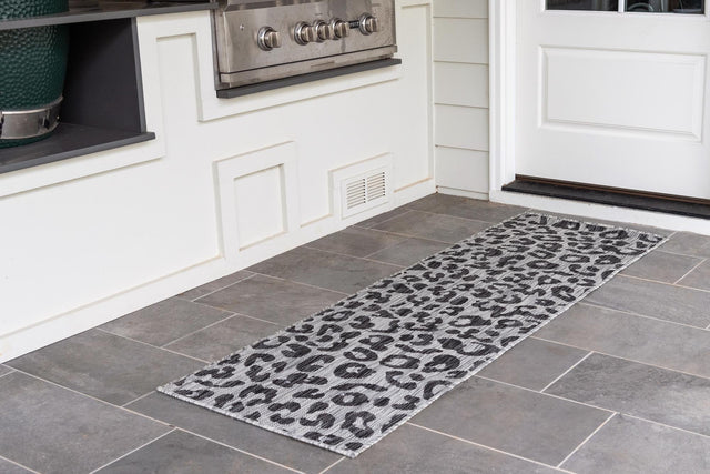 Light Gray 2' x 8' Outdoor Safari Runner Area Rug Weather Resistant for Patio, Deck, Terrace, Balcony, Porch Animal Print Wildlife Nature Carpet for Sale at Rug Engine