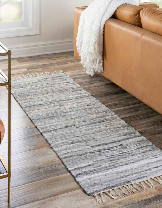Gray 2' 2 x 6' 7 Chindi Cotton Runner Area Rug Interior Design Home Decor Carpet Mat for Sale at Rug Engine