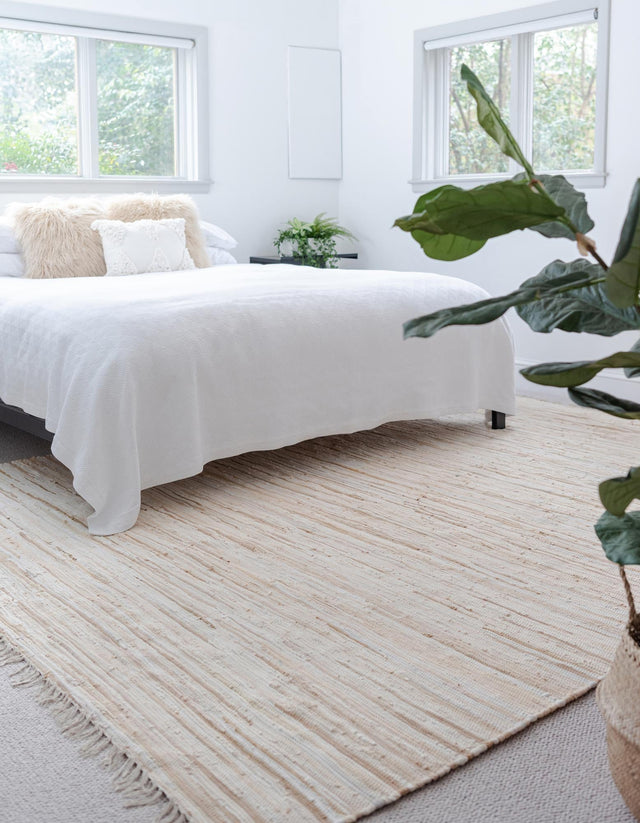 Beige 4' x 6' Chindi Cotton Rectangle Area Rug Discounted Clearance Final Sale Interior Design Home Decor Carpet Mat for Sale at Rug Engine