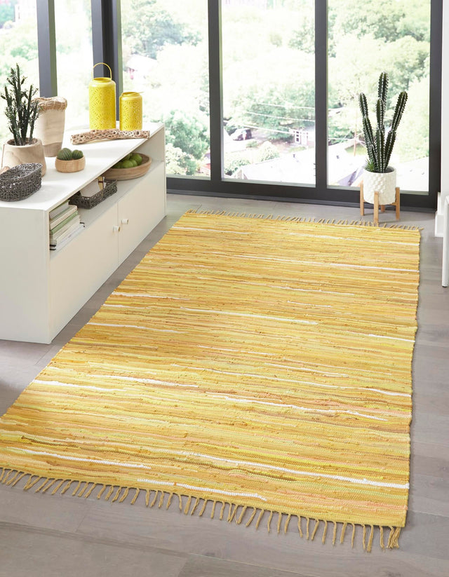 Yellow 2' 2 x 3' Chindi Cotton Rectangle Area Rug Interior Design Home Decor Carpet Mat for Sale at Rug Engine