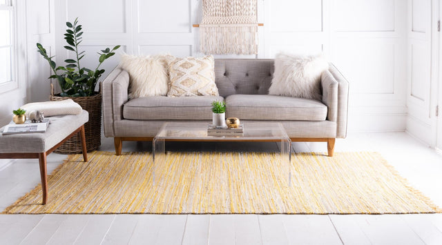 Yellow 8' x 10' Chindi Cotton Rectangle Area Rug Interior Design Home Decor Carpet Mat for Sale at Rug Engine