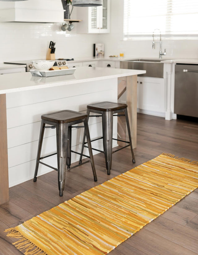 Yellow 2' 7 x 9' 10 Chindi Cotton Runner Area Rug Interior Design Home Decor Carpet Mat for Sale at Rug Engine