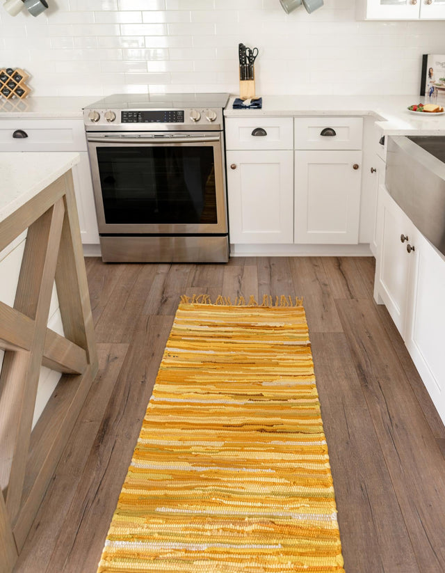 Yellow 2' 2 x 6' 7 Chindi Cotton Runner Area Rug Interior Design Home Decor Carpet Mat for Sale at Rug Engine