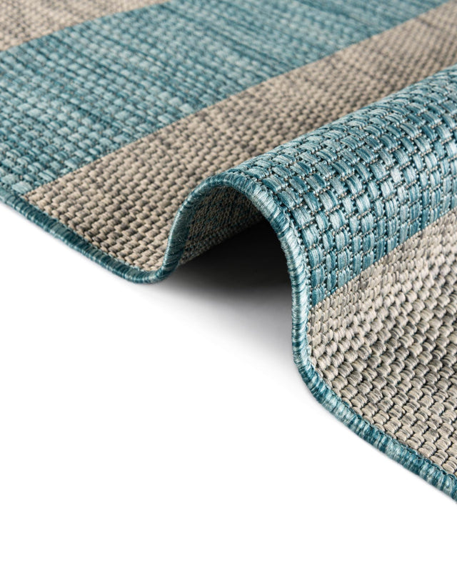 Light Aqua 7' 10 x 11' Outdoor Striped Rectangle Area Rug Weather Resistant for Patio, Deck, Terrace, Balcony, Porch Geometric Pattern Waterproof Carpet for Sale at Rug Engine