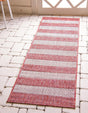Rust Red 2' x 6' 1 Outdoor Striped Runner Area Rug Weather Resistant for Patio, Deck, Terrace, Balcony, Porch
