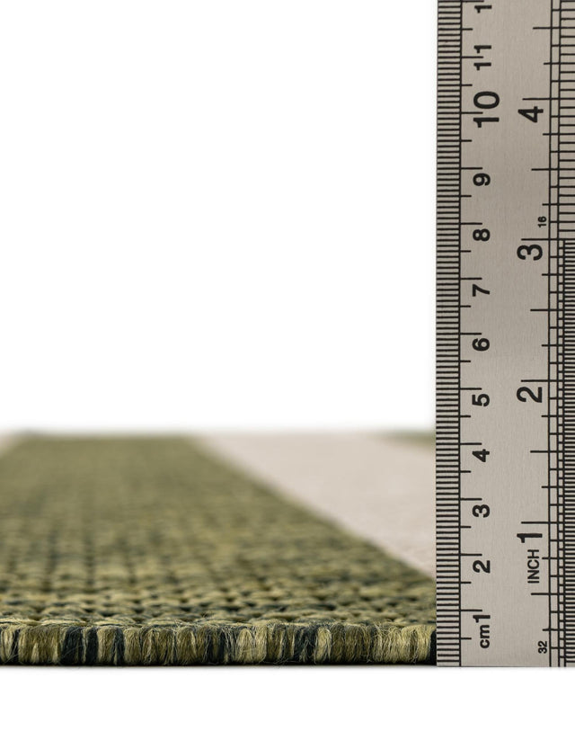 Green 2' 7 x 10' Outdoor Striped Runner Area Rug Weather Resistant for Patio, Deck, Terrace, Balcony, Porch