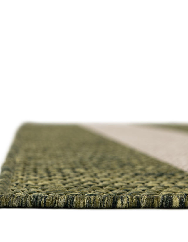 Green 2' 7 x 10' Outdoor Striped Runner Area Rug Weather Resistant for Patio, Deck, Terrace, Balcony, Porch