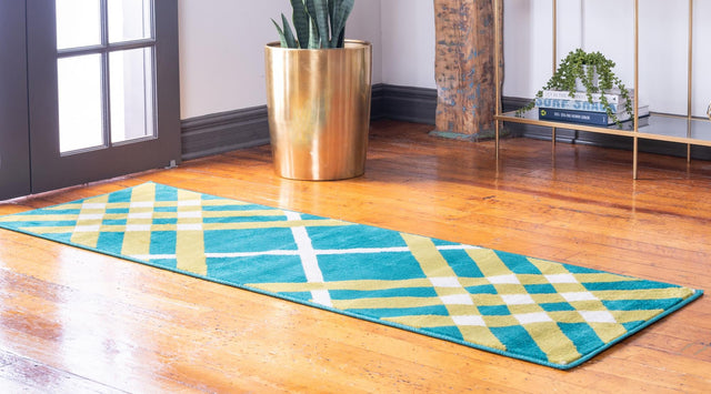 Green 2' x 6' 1 Open Hearts Runner Area Rug 100% Polypropylene Colorful Vivid Modern Abstract Carpet for Interior Home Decor for Sale at Rug Engine