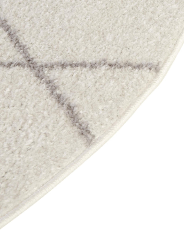 Ivory 4' 1 x 4' 1 Trellis Frieze Round Area Rug Geometric Modern Unique Stain Resistant Easy Clean Carpet for Living, Dining, Bedrooms, Office for Sale at Rug Engine