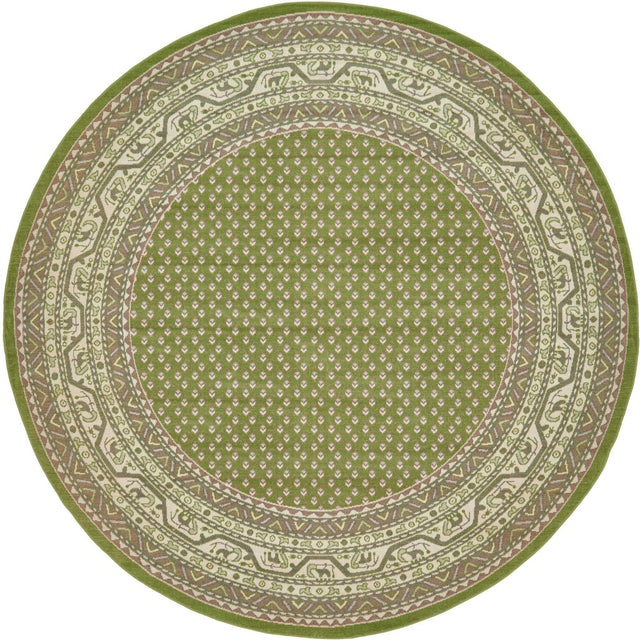 Green 3' 7 x 3' 7 Williamsburg Round Area Rug 100% Polypropylene With Cotton Backing Durable Easy Clean Stain Resistant Carpet for Sale at Rug Engine