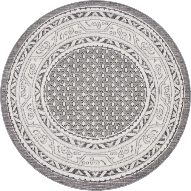 Gray 3' 7 x 3' 7 Williamsburg Round Area Rug 100% Polypropylene With Cotton Backing Durable Easy Clean Stain Resistant Carpet for Sale at Rug Engine