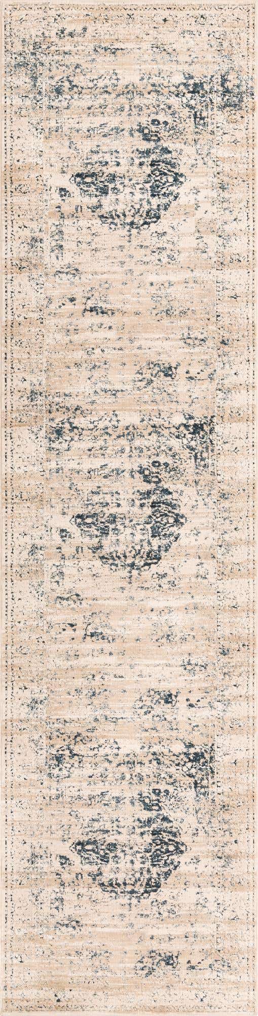 Dark Blue 2' 7 x 10' Chateau Runner Area Rug 85% Polypropylene & 15% Chenille With Cotton Backing Traditional Vintage Distressed Carpet for Classical Interior Design Decorating for Sale at Rug Engine