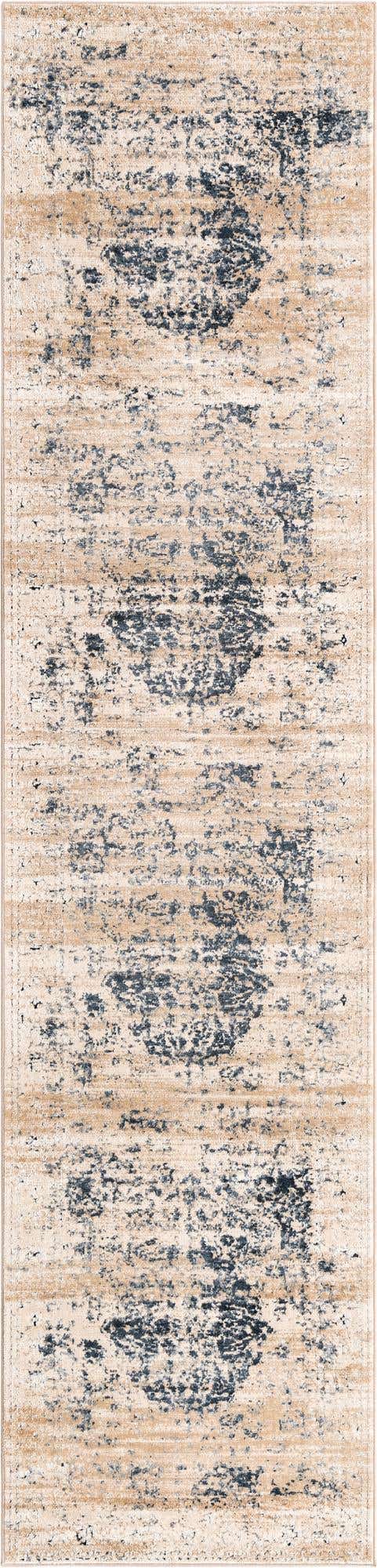 Dark Blue 2' x 9' Chateau Runner Area Rug 85% Polypropylene & 15% Chenille With Cotton Backing Traditional Vintage Distressed Carpet for Classical Interior Design Decorating for Sale at Rug Engine