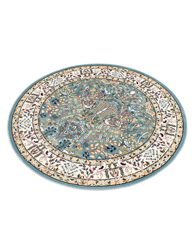 Blue 5' 3 x 5' 3 Narenj Round Area Rug 85% Polypropylene & 15% Polyester Traditional Classic Carpet for Living, Dining, Bedrooms, Office for Sale at Rug Engine