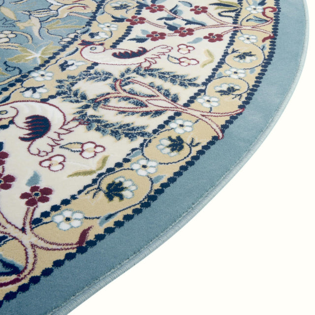 Blue 5' 3 x 5' 3 Narenj Round Area Rug 85% Polypropylene & 15% Polyester Traditional Classic Carpet for Living, Dining, Bedrooms, Office for Sale at Rug Engine