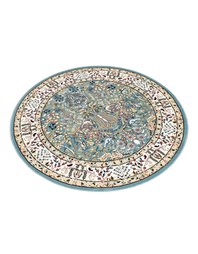 Blue 5' 3 x 5' 3 Narenj Round Area Rug 85% Polypropylene & 15% Polyester Traditional Classic Carpet for Living, Dining, Bedrooms, Office for Sale at Rug Engine