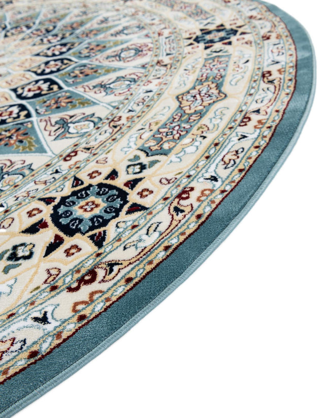 Blue 5' 3 x 5' 3 Narenj Round Area Rug 85% Polypropylene & 15% Polyester Traditional Classic Carpet for Living, Dining, Bedrooms, Office for Sale at Rug Engine