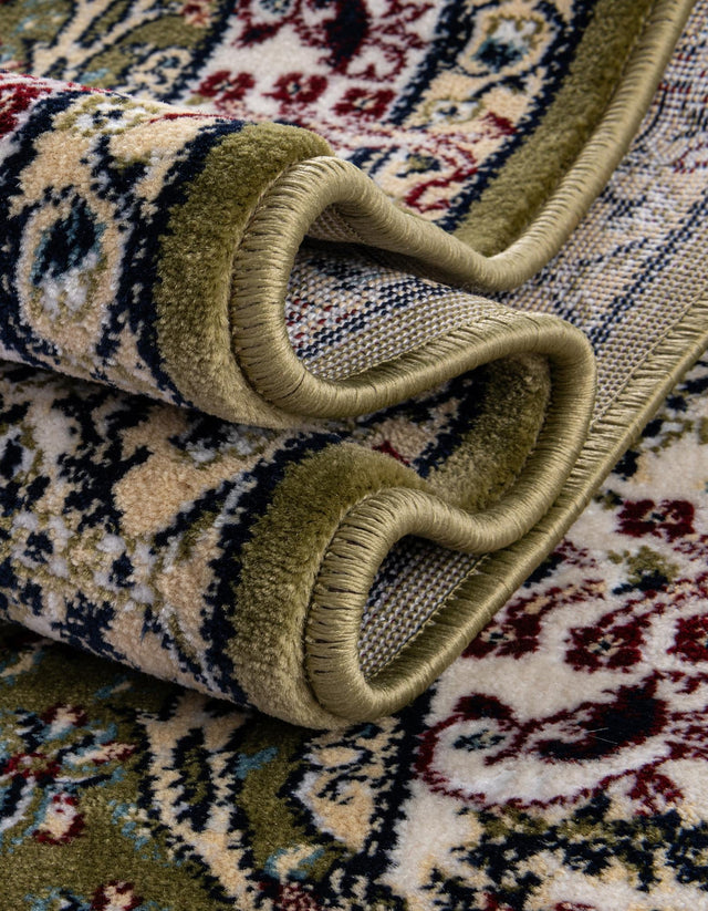 Green 5' 3 x 5' 3 Narenj Round Area Rug 85% Polypropylene & 15% Polyester Traditional Classic Carpet for Living, Dining, Bedrooms, Office for Sale at Rug Engine