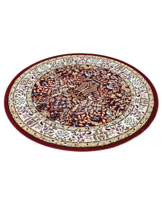 Burgundy 5' 3 x 5' 3 Narenj Round Area Rug 85% Polypropylene & 15% Polyester Traditional Classic Carpet for Living, Dining, Bedrooms, Office for Sale at Rug Engine