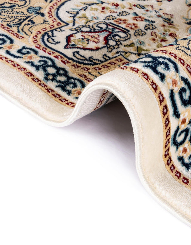 Ivory 5' 1 x 5' 1 Narenj Round Area Rug 85% Polypropylene & 15% Polyester Traditional Classic Carpet for Living, Dining, Bedrooms, Office for Sale at Rug Engine